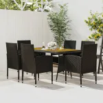 Set mobilier de exterior, 7 piese, negru, poliratan GartenMobel Dekor