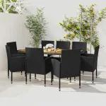 Set mobilier de exterior, 9 piese, negru, poliratan GartenMobel Dekor