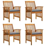 Scaune de grădină cu perne, 4 buc., lemn masiv de acacia GartenMobel Dekor