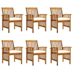 Scaune de grădină cu perne, 6 buc., lemn masiv de acacia GartenMobel Dekor