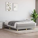 Cadru de pat box spring, gri deschis, 140x190 cm, textil GartenMobel Dekor