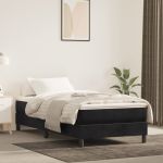 Cadru de pat box spring, negru, 90x190 cm, catifea GartenMobel Dekor