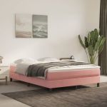 Cadru de pat box spring, roz, 140x190 cm, catifea GartenMobel Dekor