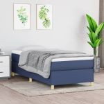 Cadru de pat box spring, albastru, 90x190 cm, textil GartenMobel Dekor