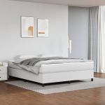 Cadru de pat box spring, alb, 160x200 cm, piele ecologică GartenMobel Dekor