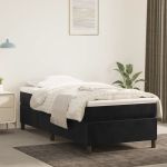 Cadru de pat box spring, negru, 90x200 cm, catifea GartenMobel Dekor