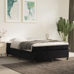 Cadru de pat box spring, negru, 140x200 cm, catifea GartenMobel Dekor