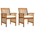 Scaune de grădină cu perne, 2 buc., lemn masiv de acacia GartenMobel Dekor