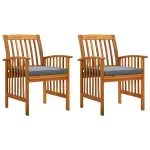 Scaune de grădină cu perne, 2 buc., lemn masiv de acacia GartenMobel Dekor