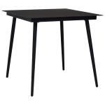 Masă de grădină, negru, 80 x 80 x 74 cm, oțel și sticlă GartenMobel Dekor