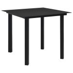 Masă de grădină, negru, 80 x 80 x 74 cm, oțel și sticlă GartenMobel Dekor
