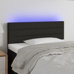 Tăblie de pat cu LED, negru, 80x5x78/88 cm, textil GartenMobel Dekor