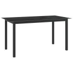 Masă de grădină, negru, 150x90x74 cm, aluminiu și sticlă GartenMobel Dekor