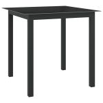Masă de grădină, negru, 80x80x74 cm, aluminiu și sticlă GartenMobel Dekor