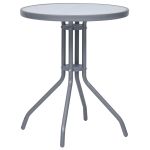 Masă de grădină, gri deschis, 60 cm, oțel și sticlă GartenMobel Dekor