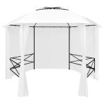 Pavilion de grădină cu perdele, alb, 360x312x265 cm, 180 g/m² GartenMobel Dekor