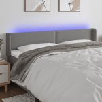 Tăblie de pat cu LED, gri închis, 183x16x78/88 cm, textil GartenMobel Dekor