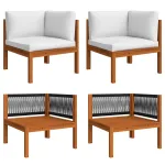 Canapele de colț de grădină cu perne, 2 buc., lemn masiv acacia GartenMobel Dekor