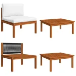 Set mobilier de grădină cu perne, 2 piese, lemn masiv acacia GartenMobel Dekor