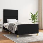 Cadru de pat cu tăblie, negru, 80x200 cm, textil GartenMobel Dekor