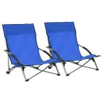 Scaune de plajă pliante, 2 buc., albastru, material textil GartenMobel Dekor