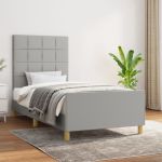 Cadru de pat cu tăblie, gri deschis, 80x200 cm, textil GartenMobel Dekor