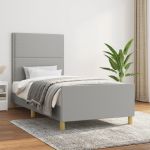 Cadru de pat cu tăblie, gri deschis, 90x200 cm, textil GartenMobel Dekor