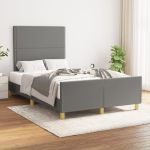 Cadru de pat cu tăblie, gri închis, 120x200 cm, textil GartenMobel Dekor