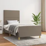 Cadru de pat cu tăblie, gri taupe, 90x200 cm, textil GartenMobel Dekor