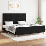 Cadru de pat cu tăblie, negru, 160x200 cm, textil GartenMobel Dekor