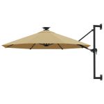 Umbrelă soare LED montaj pe perete stâlp metal gri taupe 300cm GartenMobel Dekor