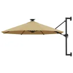 Umbrelă soare LED montaj pe perete stâlp metal gri taupe 300cm GartenMobel Dekor