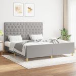 Cadru de pat cu tăblie, gri deschis, 160x200 cm, textil GartenMobel Dekor