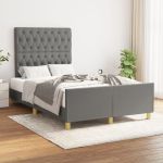 Cadru de pat cu tăblie, gri închis, 120x200 cm, textil GartenMobel Dekor