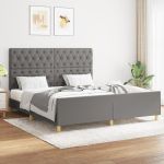 Cadru de pat cu tăblie, gri închis, 160x200 cm, textil GartenMobel Dekor