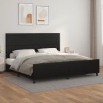 Cadru de pat cu tăblie, negru, 200x200 cm, piele ecologică GartenMobel Dekor