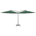 Umbrelă de soare dublă cu stâlp din oțel, verde, 600 cm GartenMobel Dekor