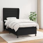 Pat box spring cu saltea, negru, 100x200 cm, textil GartenMobel Dekor