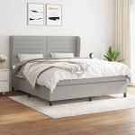 Pat continental cu saltea, gri deschis, 160x200 cm, textil GartenMobel Dekor