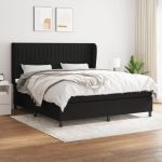 Pat box spring cu saltea, negru, 160x200 cm, textil GartenMobel Dekor