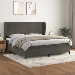 Pat box spring cu saltea, gri închis, 200x200 cm, catifea GartenMobel Dekor