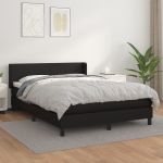 Pat box spring cu saltea, negru, 140x190 cm, piele ecologică GartenMobel Dekor