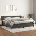 Pat box spring cu saltea, gri închis, 200x200 cm, catifea GartenMobel Dekor