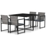 Set mobilier de exterior cu perne, 5 piese, gri, poliratan GartenMobel Dekor