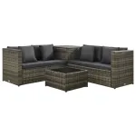 Set mobilier de grădină cu perne, 4 piese, poliratan, gri GartenMobel Dekor