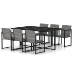 Set mobilier de grădină cu perne, 7 piese, gri, poliratan GartenMobel Dekor