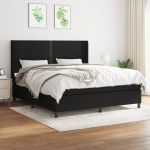 Pat box spring cu saltea, negru, 180x200 cm, catifea GartenMobel Dekor