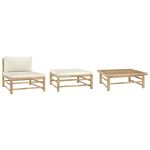 Set mobilier de grădină, cu perne alb crem, 3 piese, bambus GartenMobel Dekor