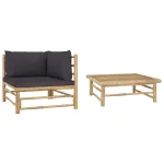 Set mobilier de grădină, 2 piese, perne gri închis, bambus GartenMobel Dekor