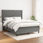 Pat box spring cu saltea, gri închis, 140x200 cm, textil GartenMobel Dekor